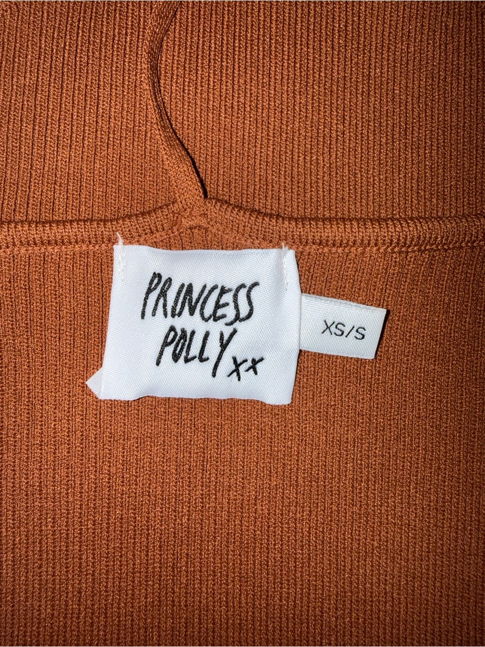Princess Polly Ribbed Rust One-Shoulder Tank - Picture 3 of 3